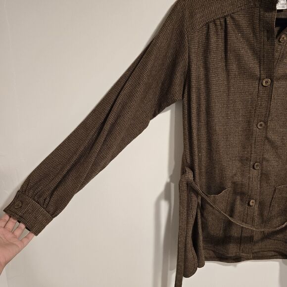 True Vintage 70s Palena Jacket Shacket Wool Blend Button Up Large Womens Brown - Picture 5 of 10